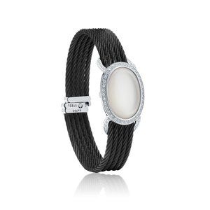 Reduced! New Alor Diamond Halo Mother of Pearl Black Stainless Steel Bracelet